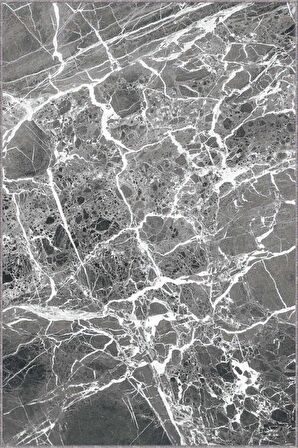 Gri Mermer Görünümlü Kaymaz Tabanlı Dekoratif Halı MER01