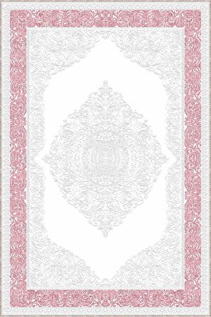 Pembe Klasik Göbekli Kaymaz Tabanlı Dekoratif Halı MK07