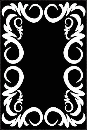 Siyah Çerçeveli Kaymaz Taban Makinede Yıkanabilir Halı MK16