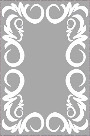 Gri Çerçeveli Kaymaz Tabanlı Makinede Yıkanabilir Halı MK18