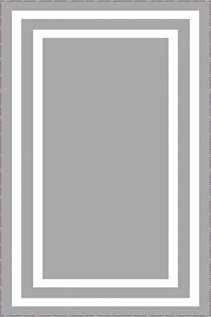 Gri Çerçeveli Kaymaz Tabanlı Makinede Yıkanabilir Halı MK21