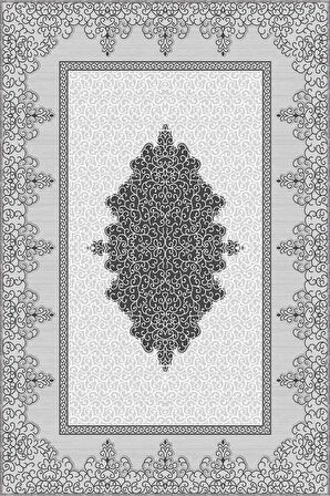 Gri Klasik Göbekli Kaymaz Tabanlı Dekoratif Halı MK66