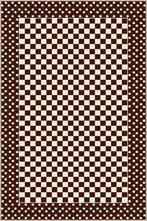 Bej Çerçeveli Kaymaz Tabanlı Makinede Yıkanabilir Halı MK85