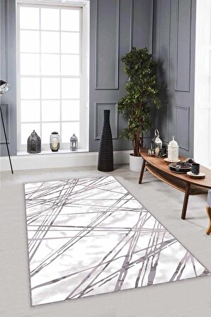 Gri Spor Kaymaz Tabanlı Makinede Yıkanabilir Halı NT001