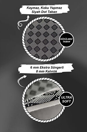 Mor Geometrik Kaymaz Tabanlı Makinede Yıkanabilir Halı PR05