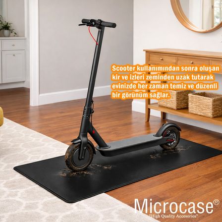 Microcase Elektrikli Scooterlar için Ev içi Park Toz Çamur Zemin Koruyucu Deri Mat 50x140 AL5508 - SİYAH