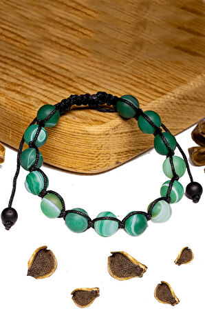 Sertifikalı Ham Işlenmemiş Yeşil Akik Taşı Bileklik