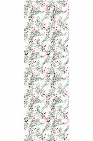 Kırmızı Çiçekli Desen Premium Masa Örtüsü Runner RNR048