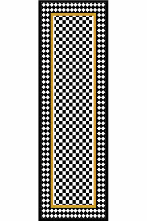 Siyah Çerçeveli Desen Premium Masa Örtüsü Runner RNR073