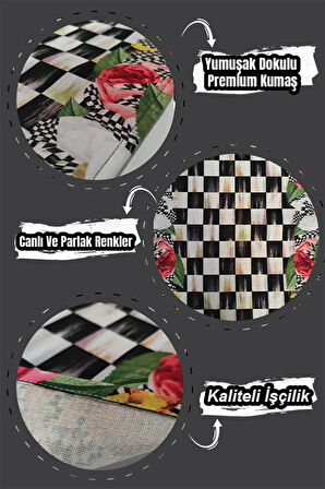 Çok Renkli Patchwork Premium Masa Örtüsü Runner RNR293