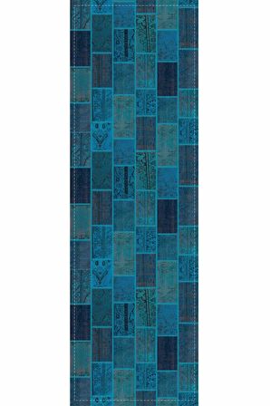 Turkuaz Patchwork Desenli Premium Masa Örtüsü Runner RNR294