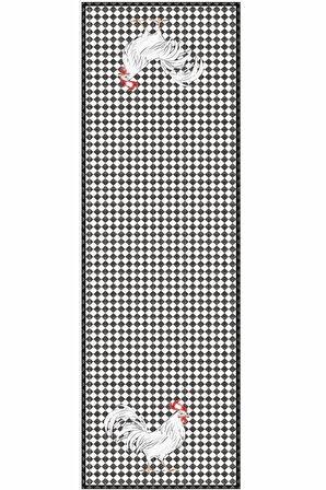 Siyah Hayvanlı Horoz Premium Masa Örtüsü Runner RNR306