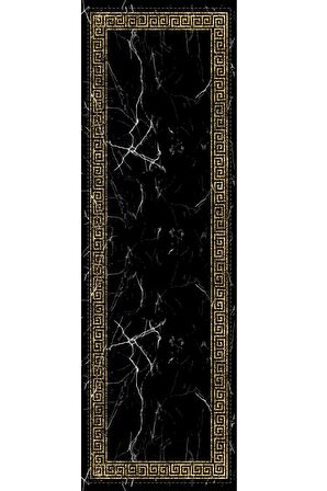 Siyah Çerçeveli Desen Premium Masa Örtüsü Runner RNR333