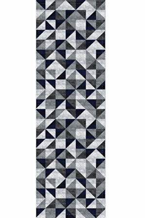 Lacivert Geometrik Desenli Premium Masa Örtüsü Runner RNR382