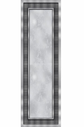 Gri Çerçeveli Desen Premium Masa Örtüsü Runner RNR397