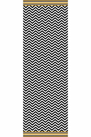 Siyah Zigzag Desenli Premium Masa Örtüsü Runner RNR433