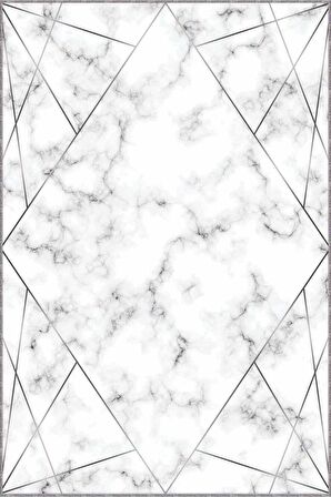 Silver Prizma Kaymaz Tabanlı Makinede Yıkanabilir Halı RV027