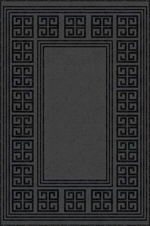 Siyah Çerçeveli Kaymaz Taban Makinede Yıkanabilir Halı RV033