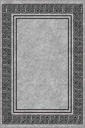 Gri Çerçeveli Kaymaz Tabanlı Makinede Yıkanabilir Halı RV042