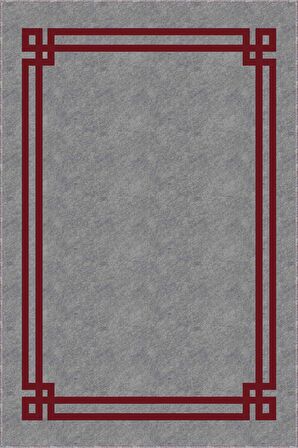 Bordo Çerçeveli Kaymaz Taban Makinede Yıkanabilir Halı RV058