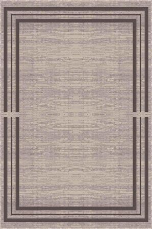 Bej Çerçeveli Kaymaz Tabanlı Makinede Yıkanabilir Halı RV083