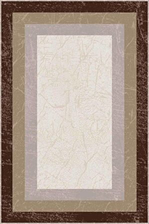 Kahverengi Çerçeveli Kaymaz Tabanlı Dekoratif Halı RV102