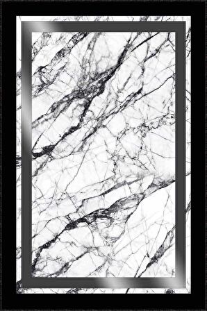 Siyah Silver Çerçeveli Kaymaz Tabanlı Dekoratif Halı RV109