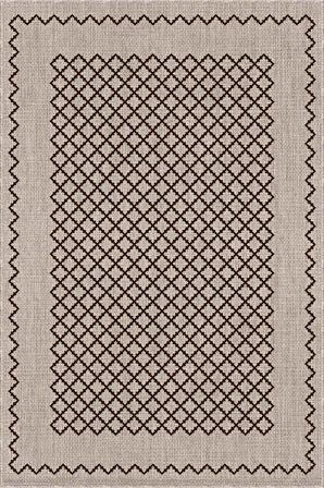 Bej Geometrik Kaymaz Tabanlı Makinede Yıkanabilir Halı RV175