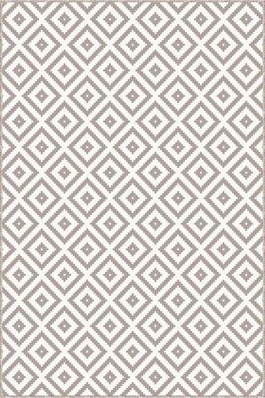 Bej Karo Desen Kaymaz Taban Makinede Yıkanabilir Halı RV184