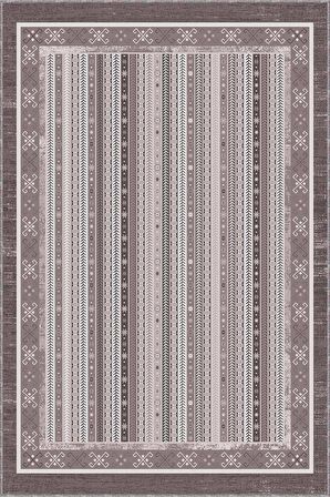 Bej Otantik Kaymaz Tabanlı Makinede Yıkanabilir Halı RV276