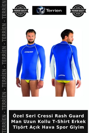 Özel Seri Cressi Rash Guard Man Uzun Kollu T-Shirt Erkek Tişört Açık Hava Spor Giyim