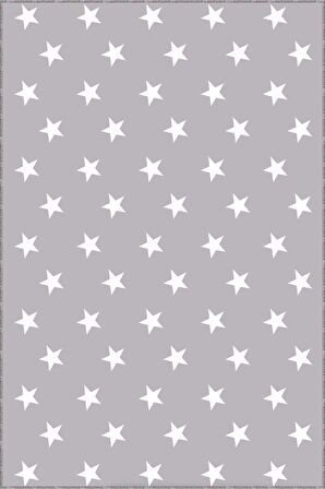 Gri Yıldızlı Kaymaz Tabanlı Makinede Yıkanabilir Halı YLD01