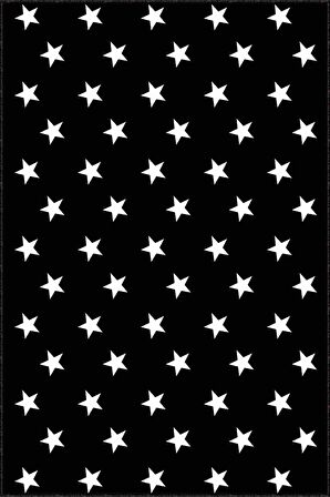 Siyah Yıldızlı Kaymaz Taban Makinede Yıkanabilir Halı YLD03