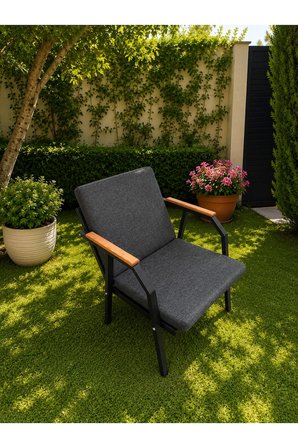 VİENTO 2-2 BAHÇE BALKON MOBİLYASI,SEHPALI,SİYAH İSKELET KUMAŞ RENGİ 02 ANTRASİT EKOSELİ