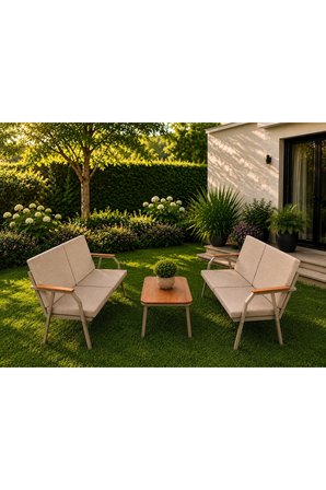 VİENTO 2-2 BAHÇE BALKON MOBİLYASI, SEHPALI, CAPİ İSKELET