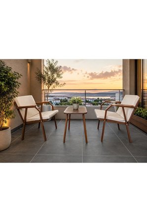 VİENTO 1-1 BAHÇE BALKON MOBİLYASI,KAHVE İSKELET