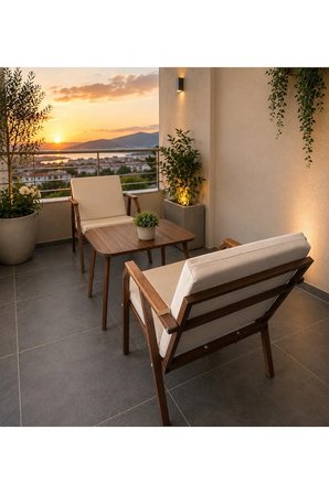 VİENTO 1-1 BAHÇE BALKON MOBİLYASI,KAHVE İSKELET