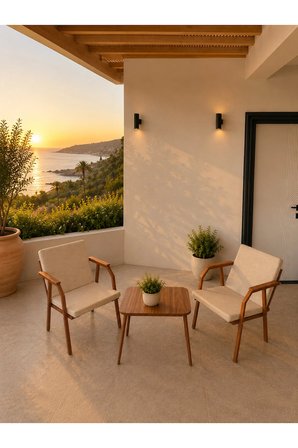 VİENTO 1-1 BAHÇE BALKON MOBİLYASI,KAHVE İSKELET,KUMAŞ RENGİ 04 CAPPUCCİNO EKOSELİ