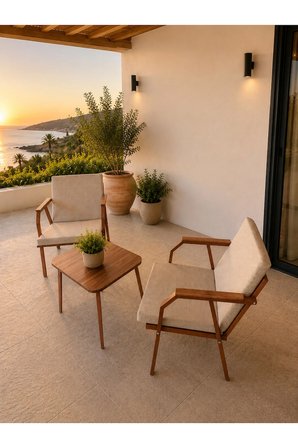 VİENTO 1-1 BAHÇE BALKON MOBİLYASI,KAHVE İSKELET,KUMAŞ RENGİ 04 CAPPUCCİNO EKOSELİ