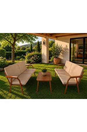 VİENTO 2-2 BAHÇE BALKON MOBİLYASI,SEHPALI,CAPİ İSKELET, KUMAŞ RENGİ 04 CAPPUCİNO EKOSELİ