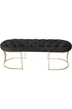 Viego Gold Antrasit Puf - Lüks Metal Gold Ayak, Chester Model Yatak Ucu Bench Puf