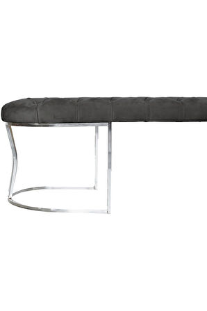 Viego Silver Puf Lüks Metal Gümüş Ayak, Chester Model Yatak Ucu Antrasit Bench