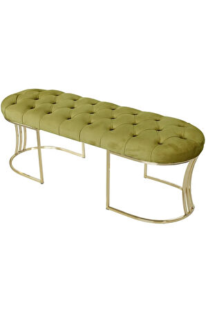 Viego Gold Hardal Puf - Lüks Metal Gold Ayak, Chester Model Yatak Ucu Bench Puf