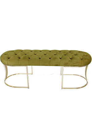 Viego Gold Hardal Puf - Lüks Metal Gold Ayak, Chester Model Yatak Ucu Bench Puf