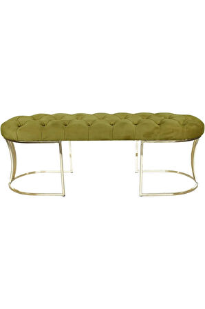 Viego Gold Hardal Puf - Lüks Metal Gold Ayak, Chester Model Yatak Ucu Bench Puf