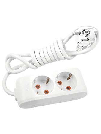 Viko Multi Let (2'Li) İkili Priz Topraklı Çocuk Korumalı Kablolu 1 (Bir) Metre (2 Adet)