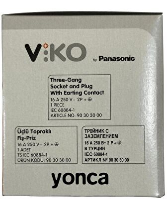 Viko 3Lü (Üçlü) Yonca Golyat Fiş Priz Beyaz (4 Adet)