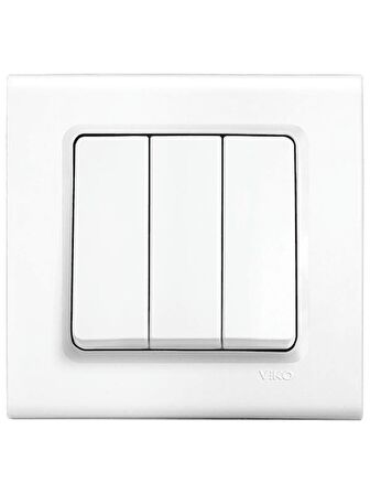 Viko Linnera Üçlü Anahtar Beyaz 90440068 (Çerçeve Dahil) (12 Adet)