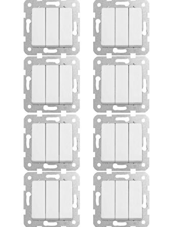 Viko Linnera Üçlü Anahtar Beyaz 90440068 (Çerçeve Dahil) (8 Adet)