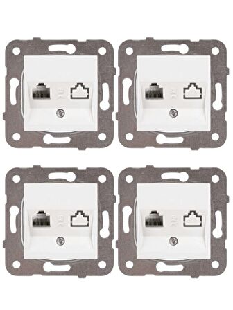 Viko Karre Tekli Nümeris Telefon Prizi Cat3 Beyaz (Çerçeve Dahil) 90967013 (4 Adet)